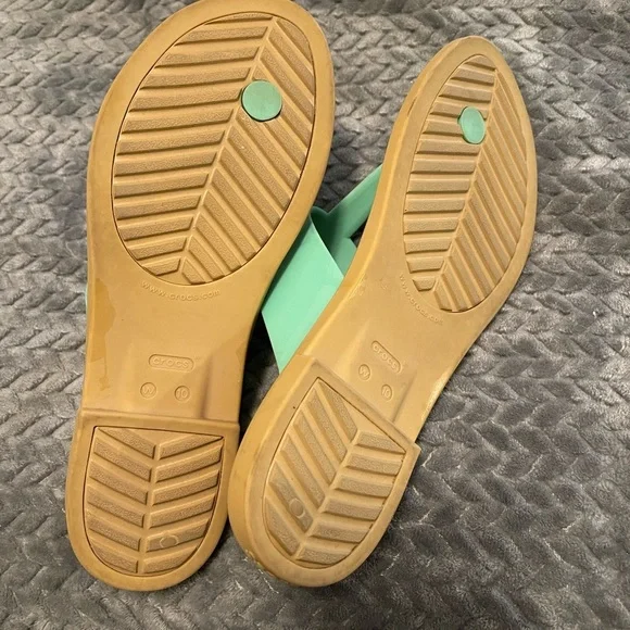 ✨🎉 Crocs Women’s Tulum Thong Flip Flops Sz 10 Mint Green Sandals Casual Comfy - Picture 4 of 4